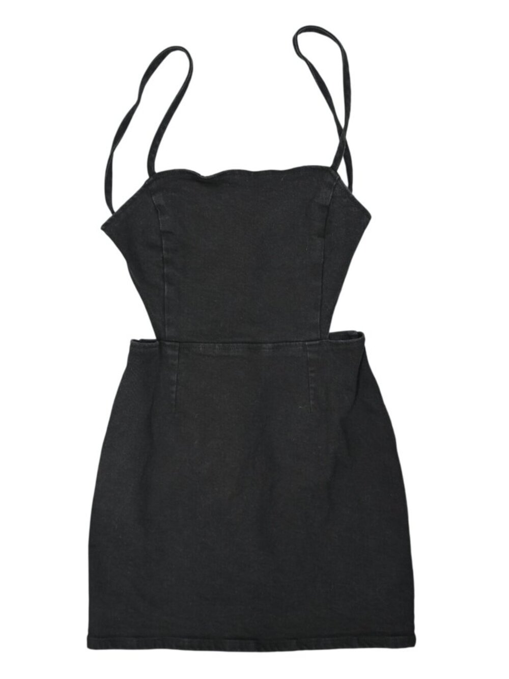 Reformation Kate Tie Back Denim Mini Dress in Black